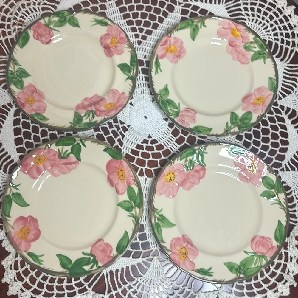 Franciscan Desert Rose 8” Salad Plate Vintage Hand Painted Dishes USA Made Cream
